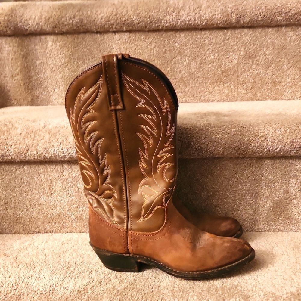 Laredo Women"s "Lea" Vamp Fox Brown Western Boots Size 6